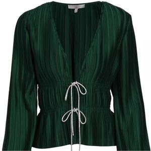 Wayf Payton Tie-Front Blouse (NWT Emerald Green)